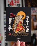 Mini Art Print – Pizza Rat Best Slice in New York – Black, 5x7 in, 18pt Card Stock