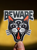 "Beware" Cat - Sticker