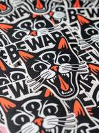 Die-Cut Vinyl Sticker – Three Eyed Cat Beware – Matte, 3x3 in