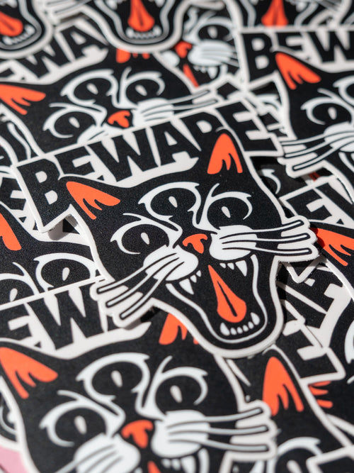 "Beware" Cat - Sticker