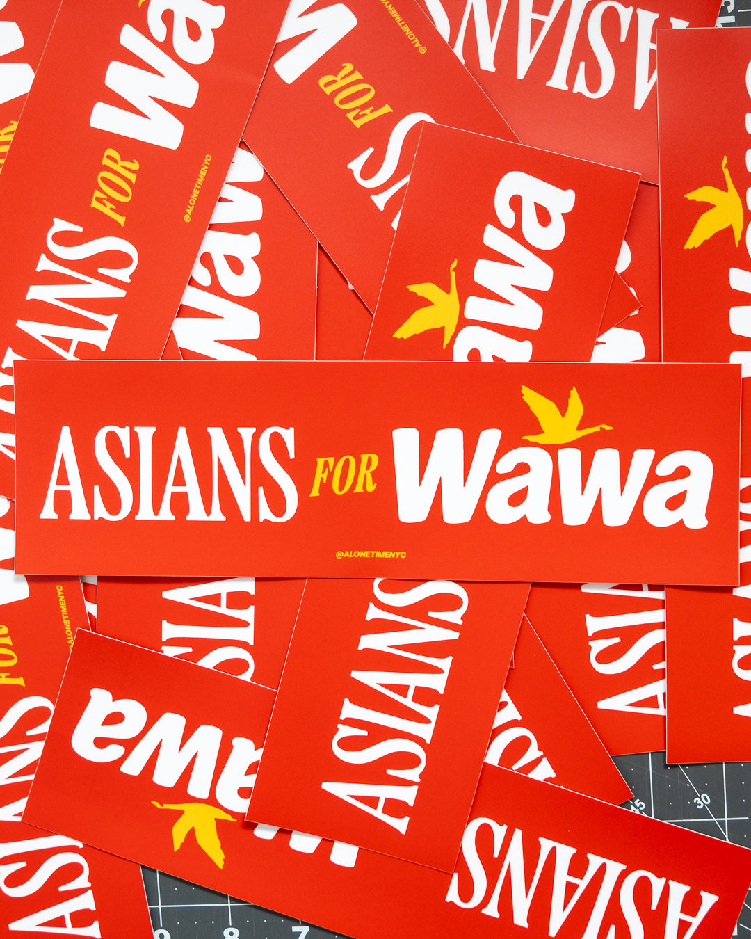 Asians for Wawa - Bumper Sticker (Red)
