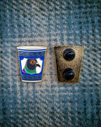 Soft Gold Enamel Pin – Anthora Cup Pigeon – 1x1.25 in, Custom Backing Card