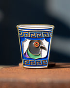 Soft Gold Enamel Pin – Anthora Cup Pigeon – 1x1.25 in, Custom Backing Card
