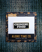 Soft Gold Enamel Pin – Chinese Food Sign – 1.5x0.6 in, Custom Backing Card