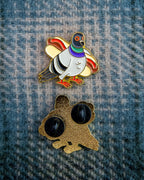 Soft Gold Enamel Pin – Franklin The Pigeon – 1.3x1.25 in, Custom Backing Card