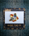 Soft Gold Enamel Pin – Franklin The Pigeon – 1.3x1.25 in, Custom Backing Card