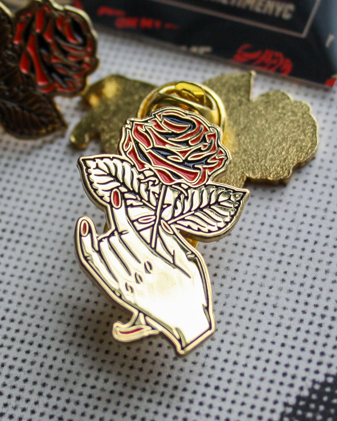 Rose + Hand - Enamel Pin