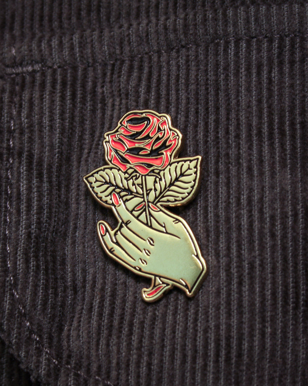 Rose + Hand - Enamel Pin