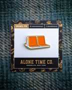 Soft Gold Enamel Pin – MTA Orange Subway Seats – 1.5x0.81 in, Custom Backing Card