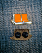 Soft Gold Enamel Pin – MTA Orange Subway Seats – 1.5x0.81 in, Custom Backing Card
