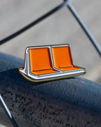 Soft Gold Enamel Pin – MTA Orange Subway Seats – 1.5x0.81 in, Custom Backing Card