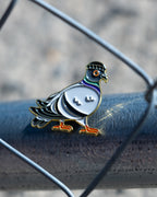 Soft Gold Enamel Pin – Pigeon With Beanie – 1.23x1.25 in, Custom Backing Card