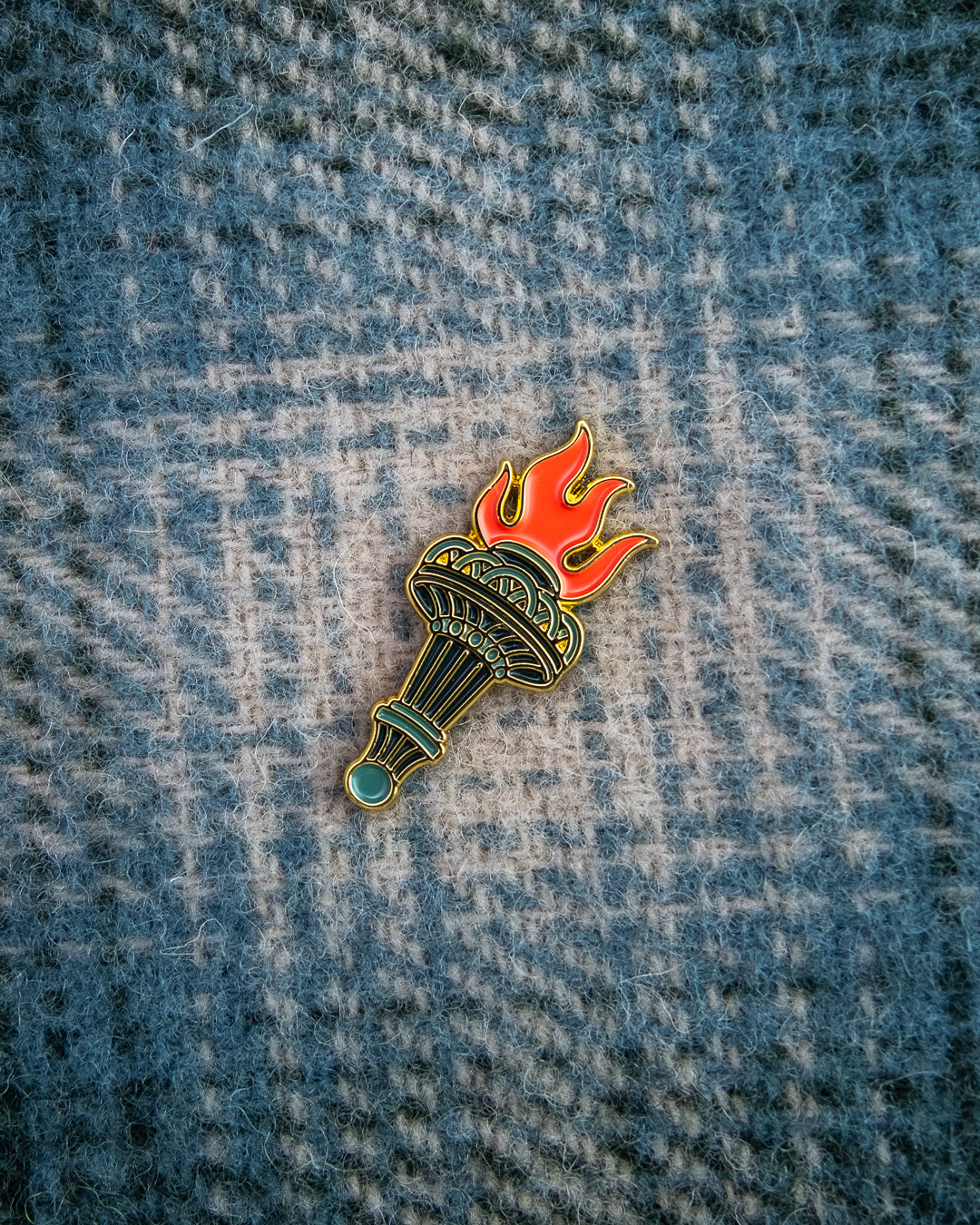 Soft Gold Enamel Pin – Liberty Torch – 1.5x.62 in, Custom Backing Card