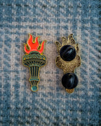Soft Gold Enamel Pin – Liberty Torch – 1.5x.62 in, Custom Backing Card