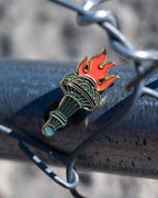 Soft Gold Enamel Pin – Liberty Torch – 1.5x.62 in, Custom Backing Card