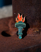 Soft Gold Enamel Pin – Liberty Torch – 1.5x.62 in, Custom Backing Card