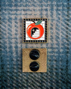 Soft Gold Enamel Pin – Subway Tile Apple – 1x1 in, Custom Backing Card