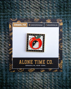 Soft Gold Enamel Pin – Subway Tile Apple – 1x1 in, Custom Backing Card