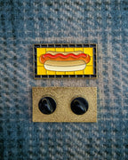 Soft Gold Enamel Pin – Subway Tile Hot Dog – 1.5x.81 in, Custom Backing Card