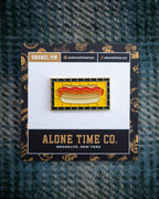 Soft Gold Enamel Pin – Subway Tile Hot Dog – 1.5x.81 in, Custom Backing Card
