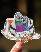 Die-Cut Vinyl Sticker – Love Birds on MTA Subway Seat – Matte, 3x3 in