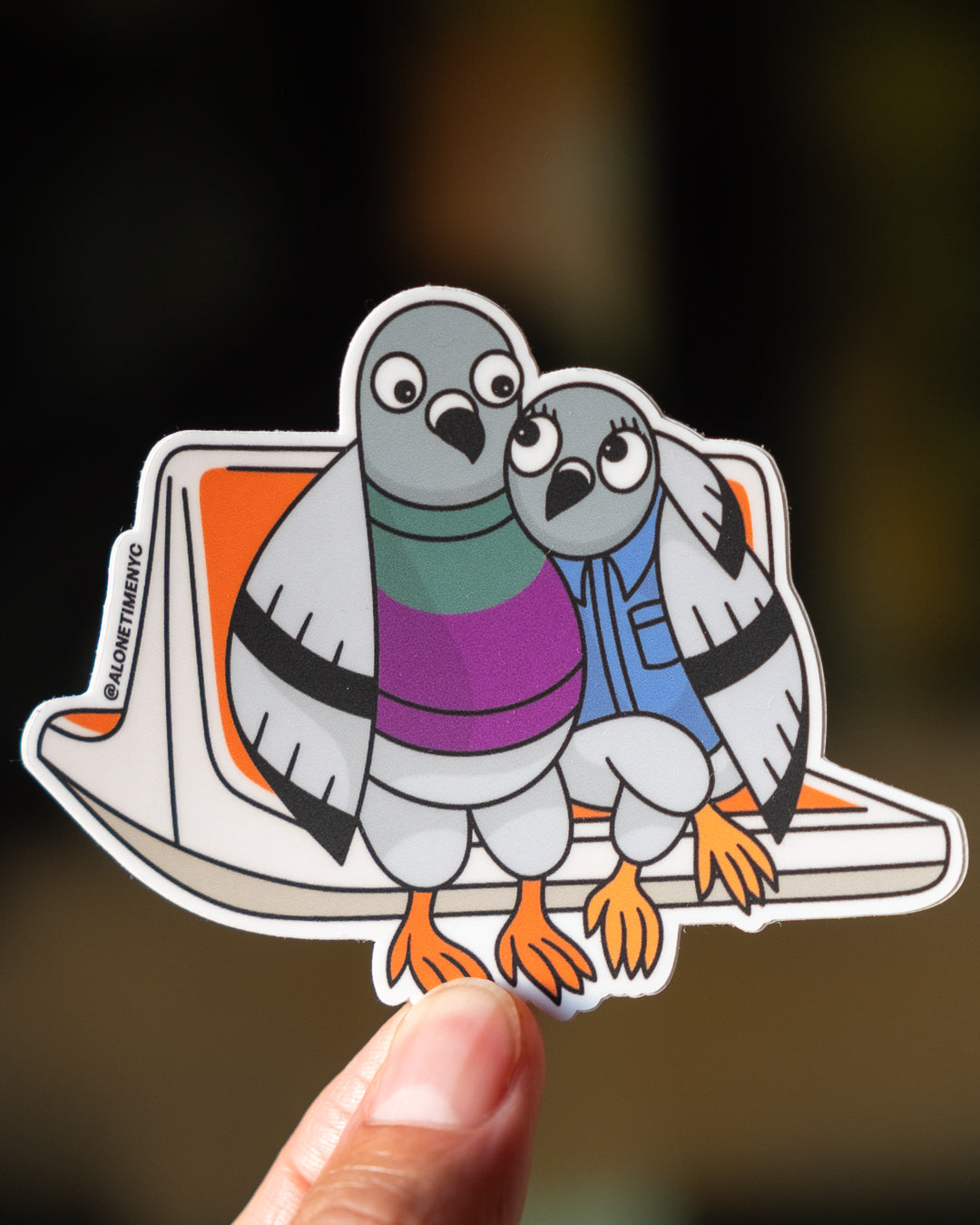 Love Birds on MTA Subway Seat - Die-Cut Vinyl Sticker