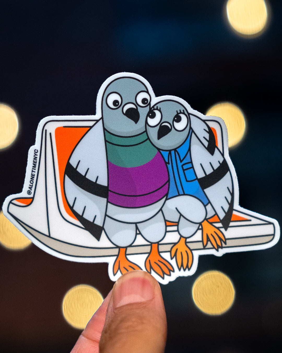 Love Birds on MTA Subway Seat - Die-Cut Vinyl Sticker
