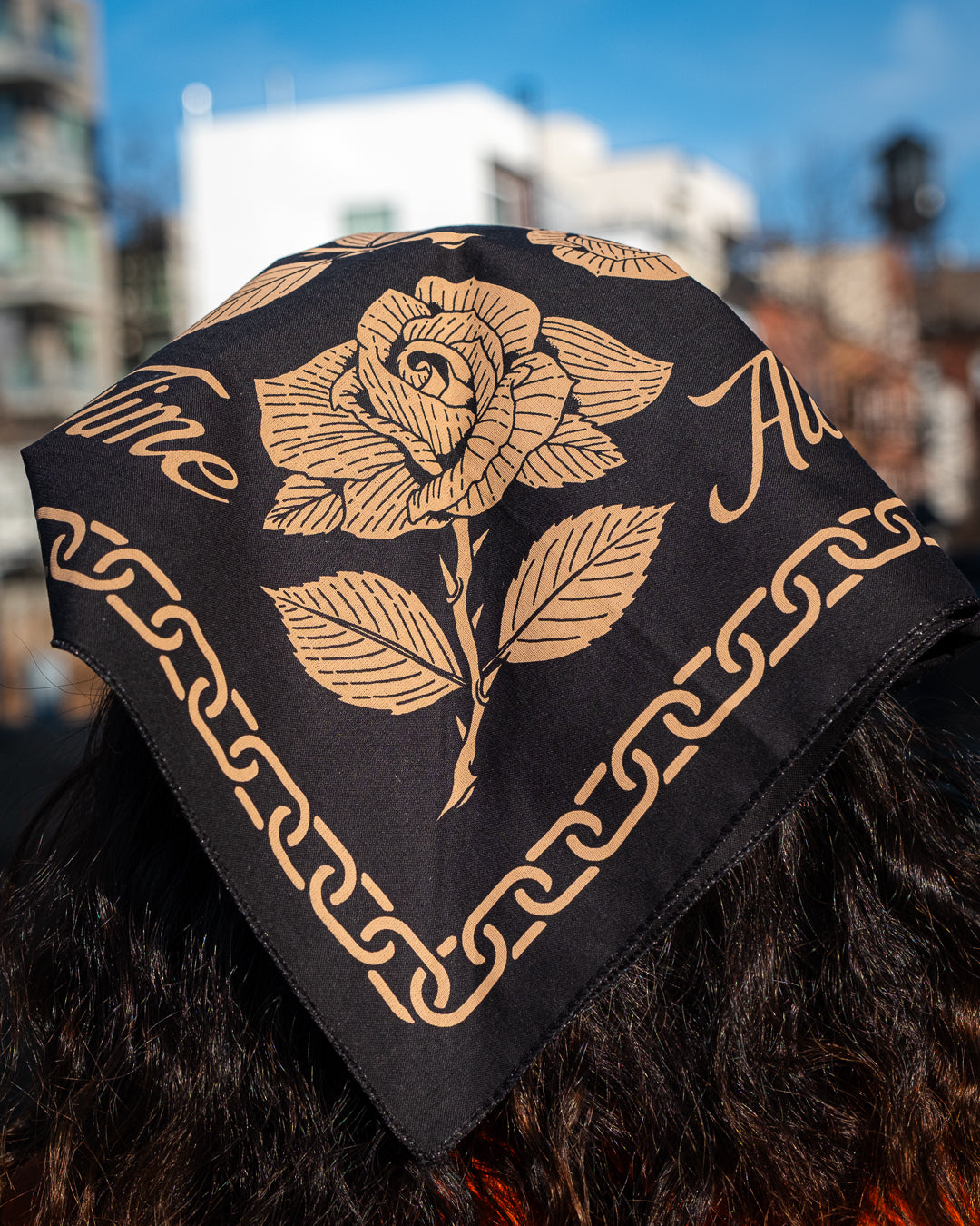 Screen-Printed Bandana – Alone Time Rose, 22x22 in, 100% Cotton