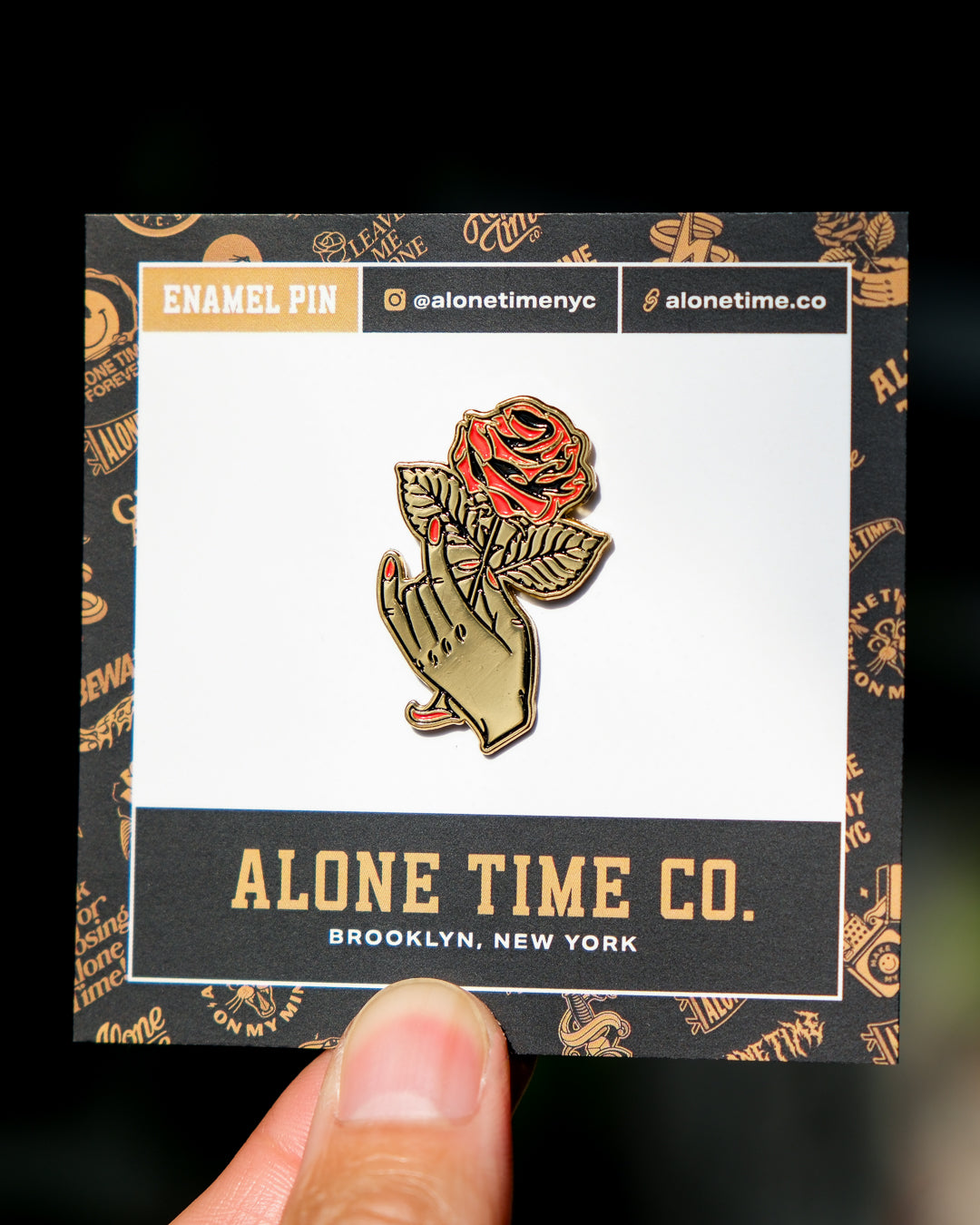Rose + Hand - Enamel Pin