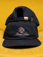 Embroidered 6-Panel Hat – Alone Time Rose – Black, Cotton, Metal Clasp