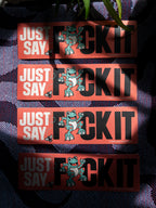 Vinyl Bumper Sticker – Just Say F*ck It Frog – Laminated Matte, 9x2.75 in