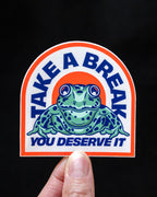 Die-Cut Vinyl Sticker – Take A Break Frog – Matte, 3x3 in