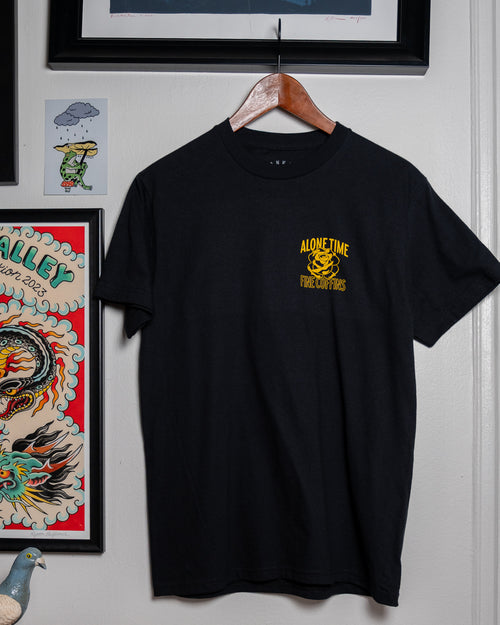 Alone Time Fine Coffins – Screen-Printed T-Shirt – Black, 100% Ringspun Cotton