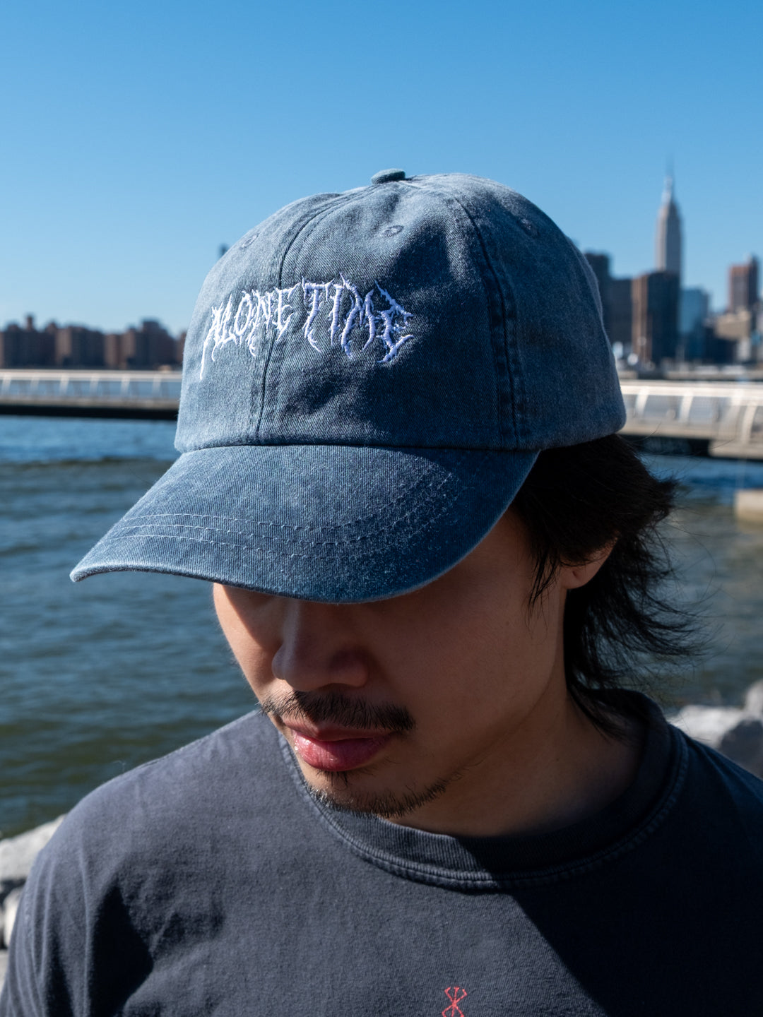 Alone Time "Metal Logo" - Dad Hat (Navy)