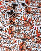 Die-Cut Vinyl Sticker – Hot Doggy Day – Matte, 3x3 in